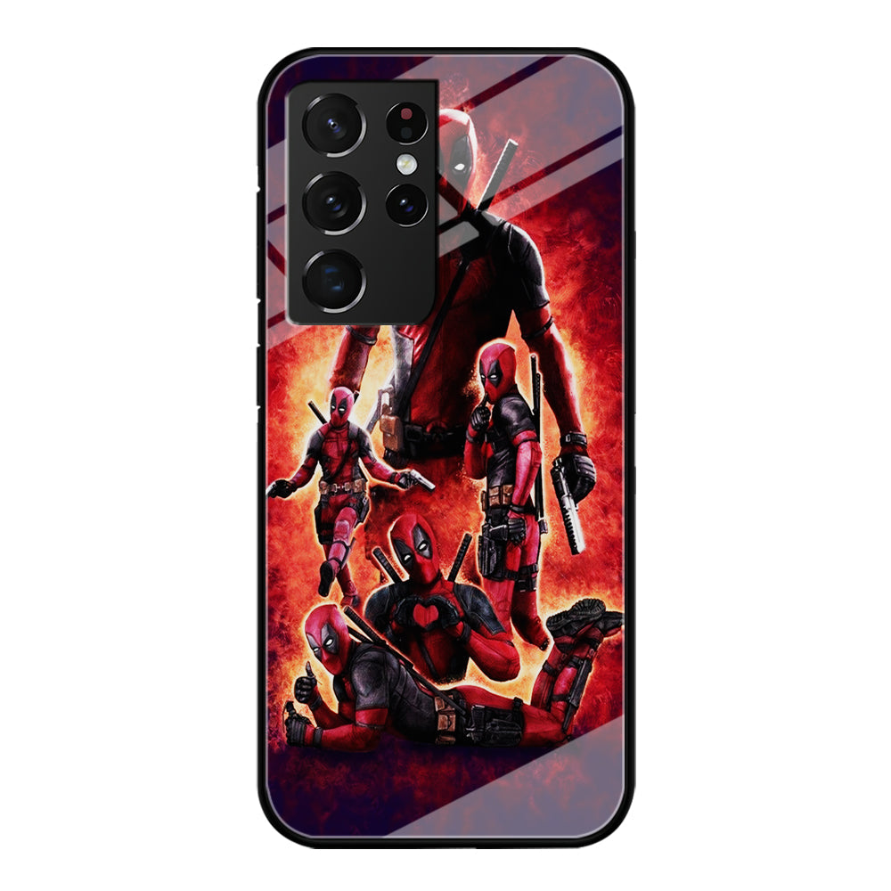 Deadpool On Fire Samsung Galaxy S22 Ultra Case-Phone Case-Tempered Glass Case-Altracase