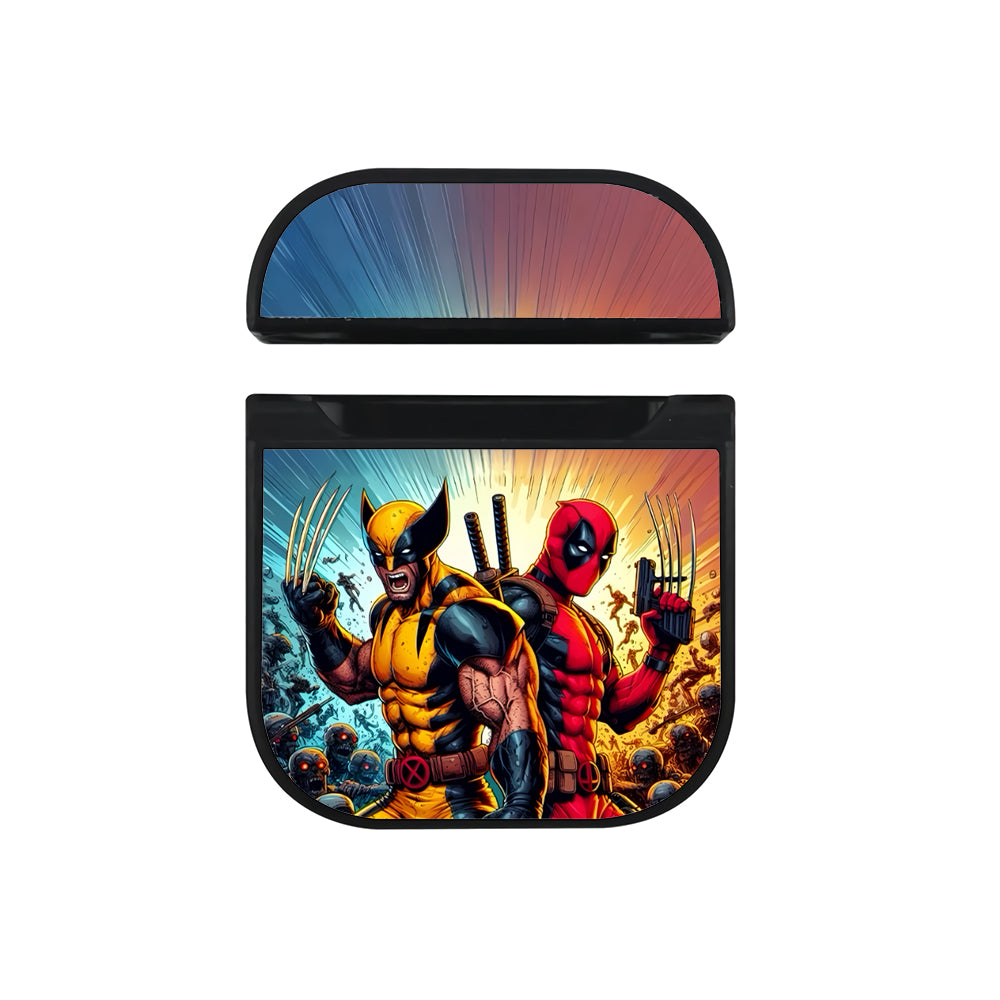 Deadpool and Wolverine Fight Together Apple AirPods Case-AirPod Case-Black-Altracase