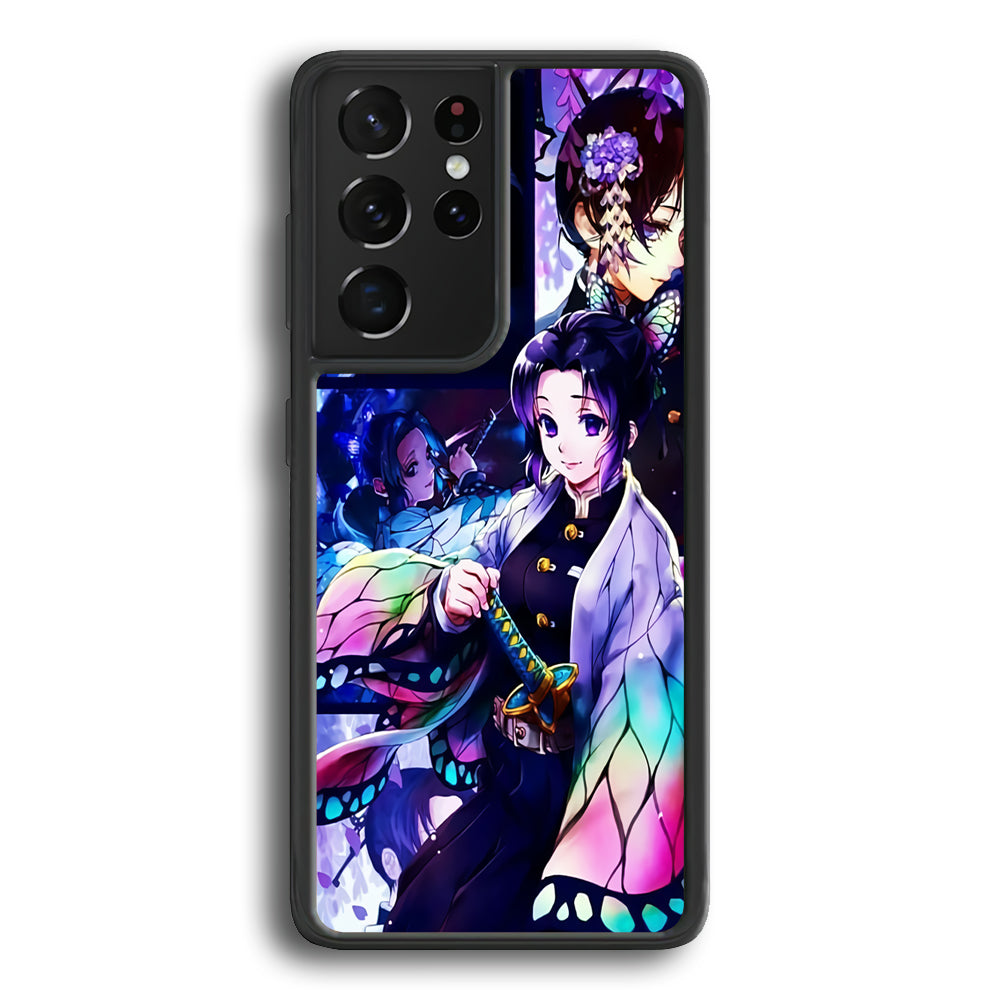 Demon Slayer Nezuko Aesthetic Samsung Galaxy S21 Ultra Case-Phone Case-Rubber Black (2D Case)-Altracase