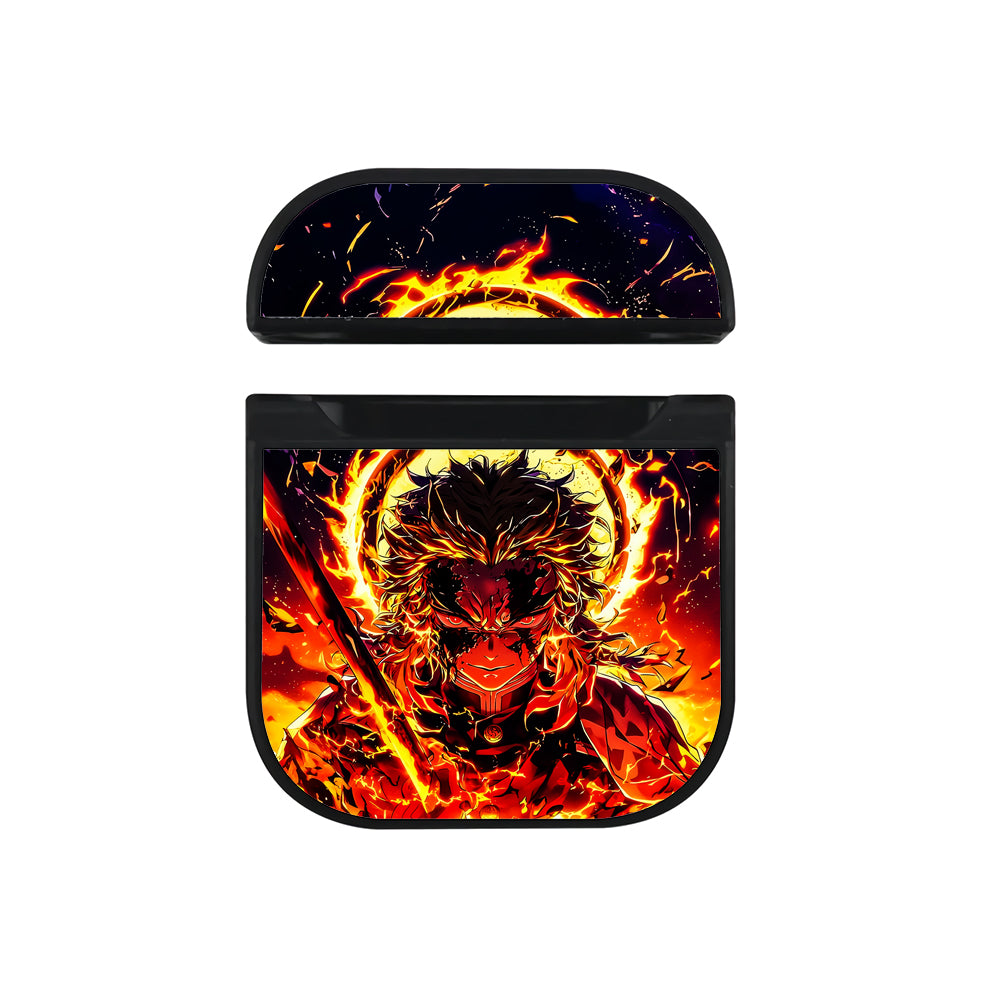 Demon Slayer Rengoku Fire Apple AirPods Case-AirPod Case-Black-Altracase