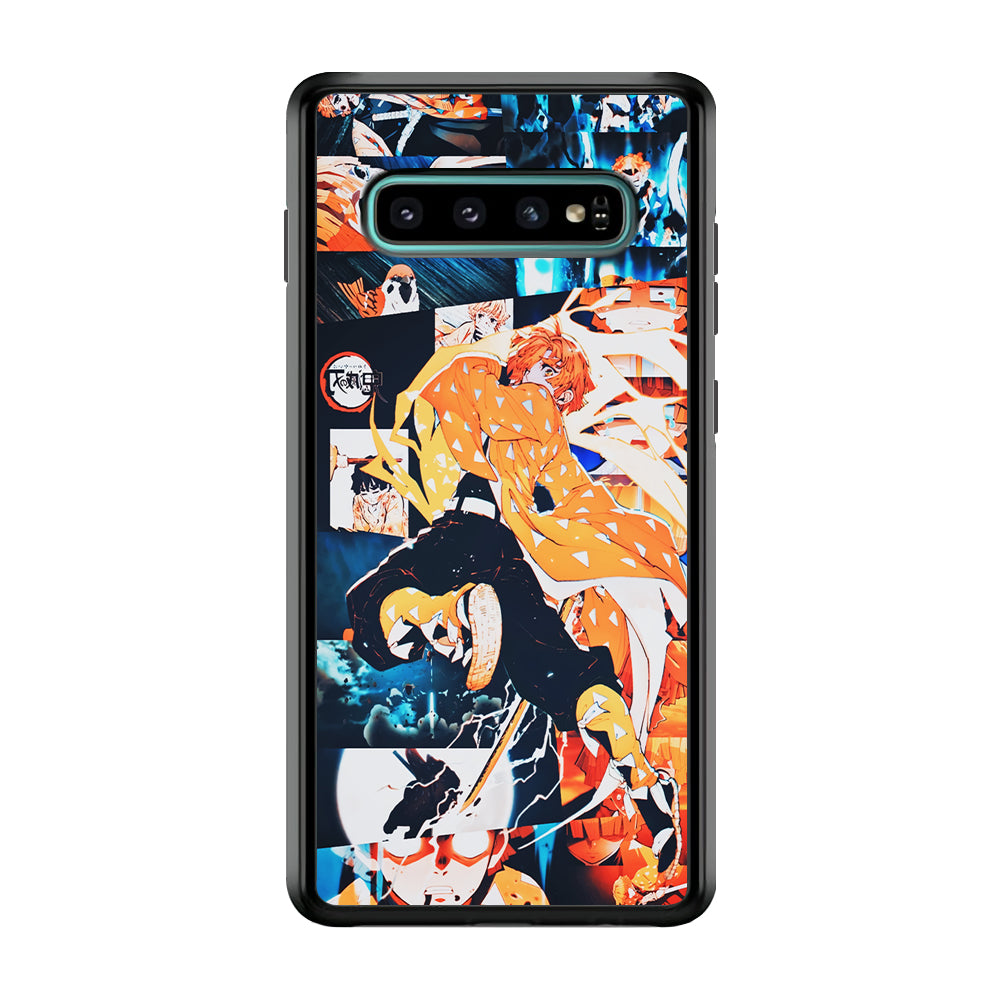 Demon Slayer Zenitsu Aesthetic Samsung Galaxy S10 Case-Phone Case-Rubber Black (2D Case)-Altracase