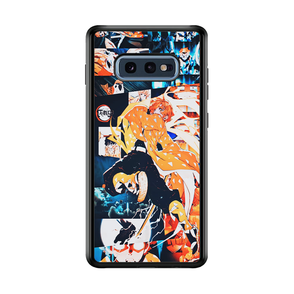 Demon Slayer Zenitsu Aesthetic Samsung Galaxy S10E Case-Phone Case-Rubber Black (2D Case)-Altracase