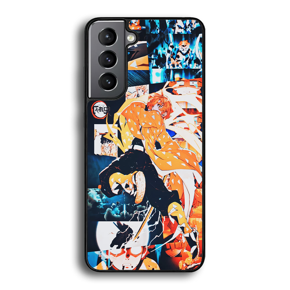 Demon Slayer Zenitsu Aesthetic Samsung Galaxy S21 Case-Phone Case-Rubber Black (2D Case)-Altracase