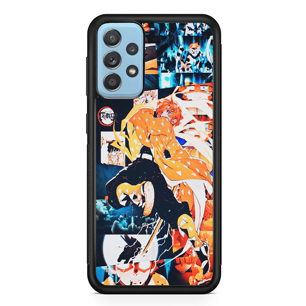 Demon Slayer Zenitsu Aesthetic Samsung Galaxy A52 Case-Phone Case-Rubber Black (2D Case)-Altracase