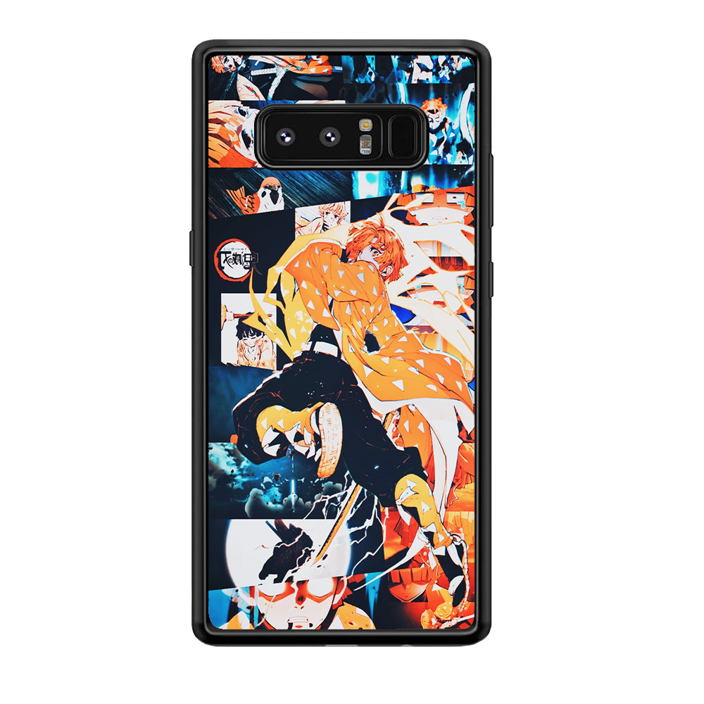 Demon Slayer Zenitsu Aesthetic Samsung Galaxy Note 8 Case-Phone Case-Rubber Black (2D Case)-Altracase