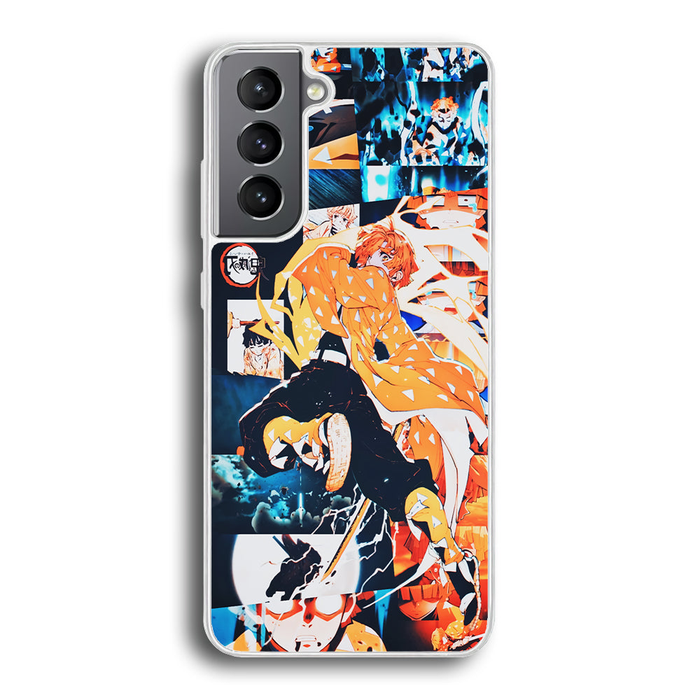 Demon Slayer Zenitsu Aesthetic Samsung Galaxy S21 Plus Case-Phone Case-Rubber White (2D Case)-Altracase
