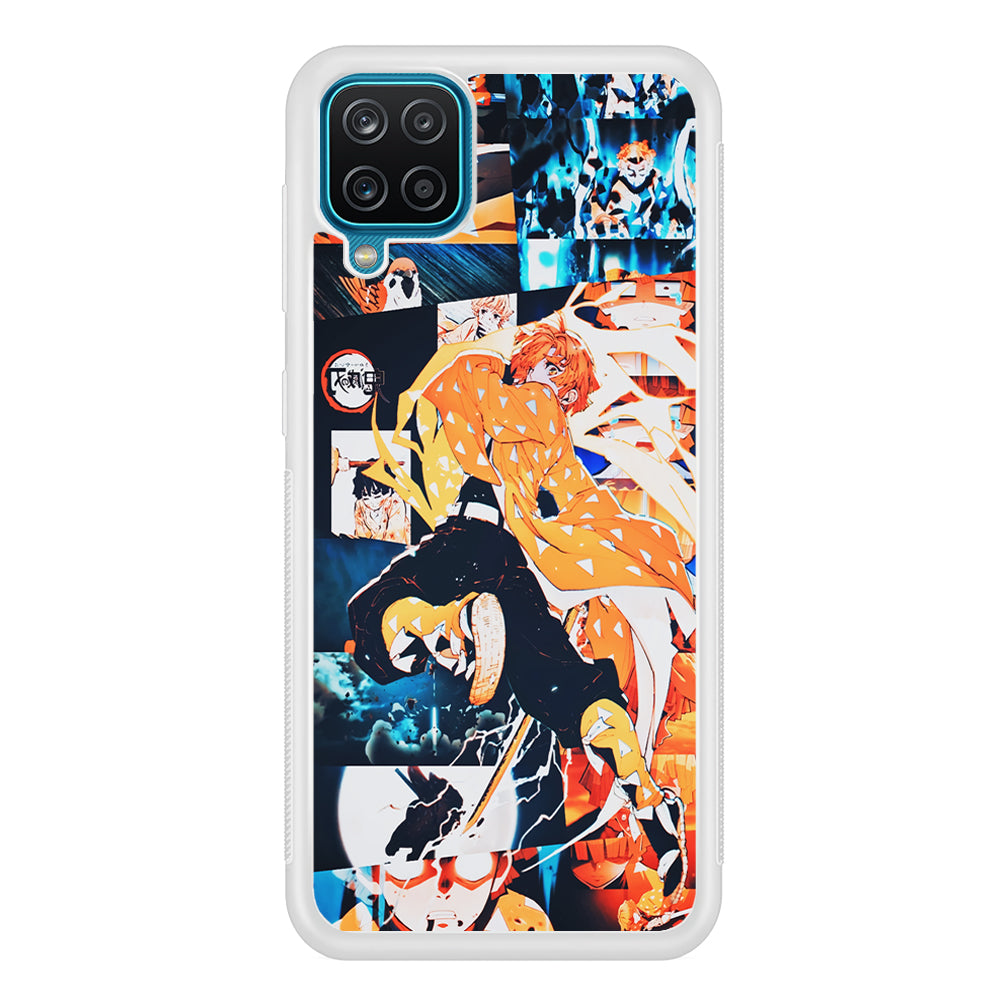 Demon Slayer Zenitsu Aesthetic Samsung Galaxy A12 Case-Phone Case-Rubber White (2D Case)-Altracase