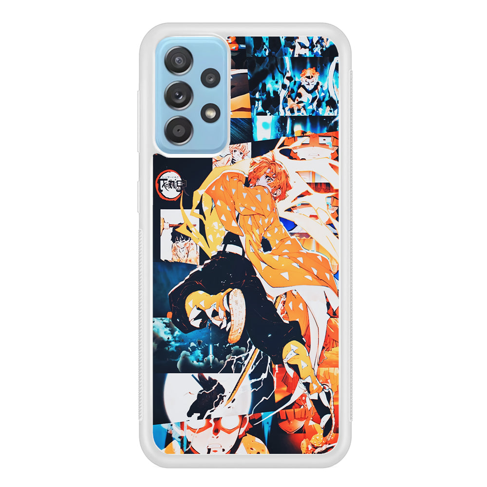 Demon Slayer Zenitsu Aesthetic Samsung Galaxy A52 Case-Phone Case-Rubber White (2D Case)-Altracase