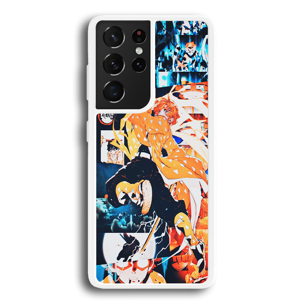 Demon Slayer Zenitsu Aesthetic Samsung Galaxy S21 Ultra Case-Phone Case-Rubber White (2D Case)-Altracase