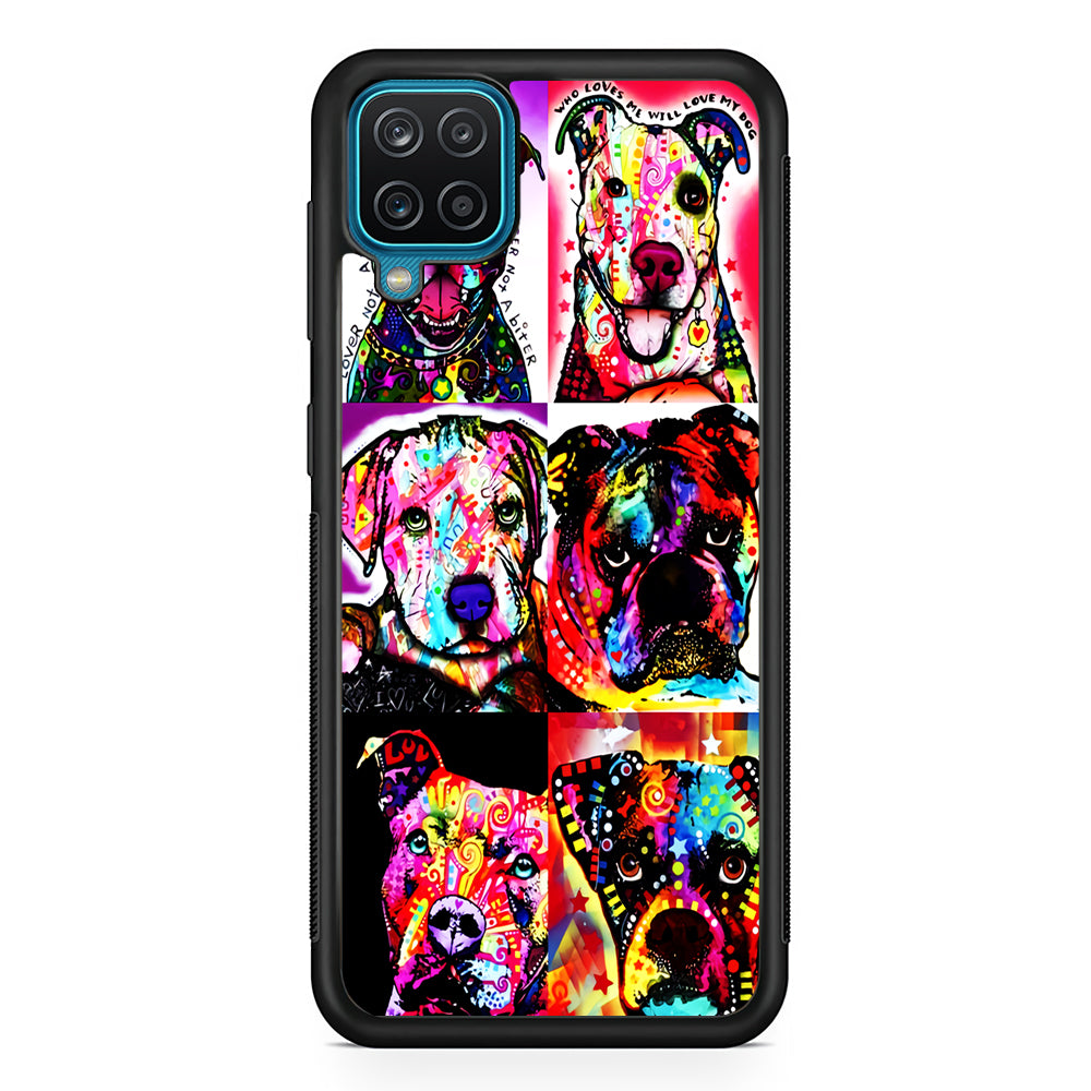 Dog Colorful Art Collage Samsung Galaxy A12 Case-Phone Case-Rubber Black (2D Case)-Altracase