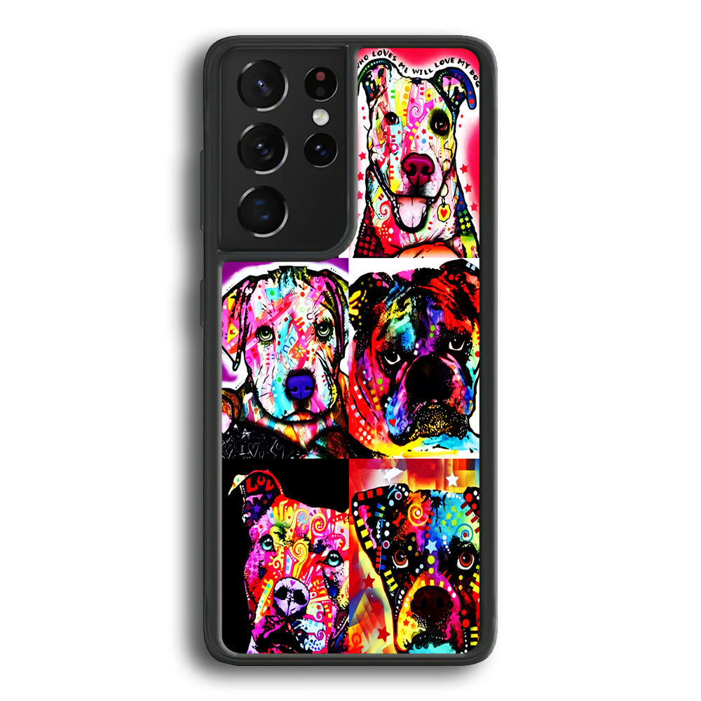Dog Colorful Art Collage Samsung Galaxy S21 Ultra Case-Phone Case-Rubber Black (2D Case)-Altracase