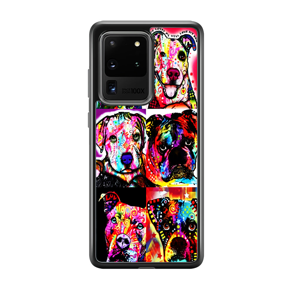 Dog Colorful Art Collage Samsung Galaxy S20 Ultra Case-Phone Case-Rubber Black (2D Case)-Altracase