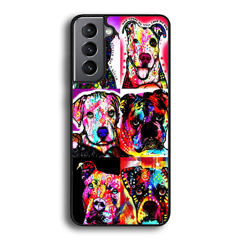 Dog Colorful Art Collage Samsung Galaxy S21 Plus Case-Phone Case-Rubber Black (2D Case)-Altracase
