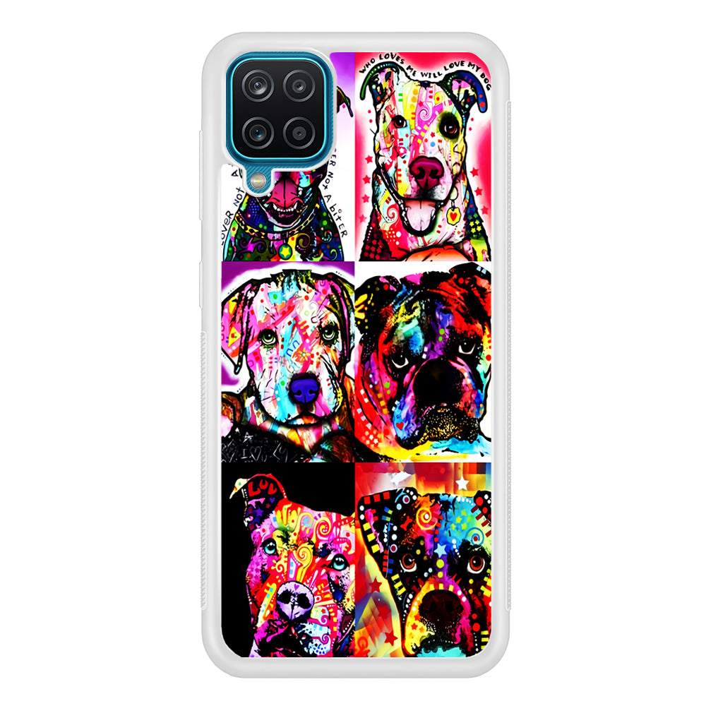 Dog Colorful Art Collage Samsung Galaxy A12 Case-Phone Case-Rubber White (2D Case)-Altracase