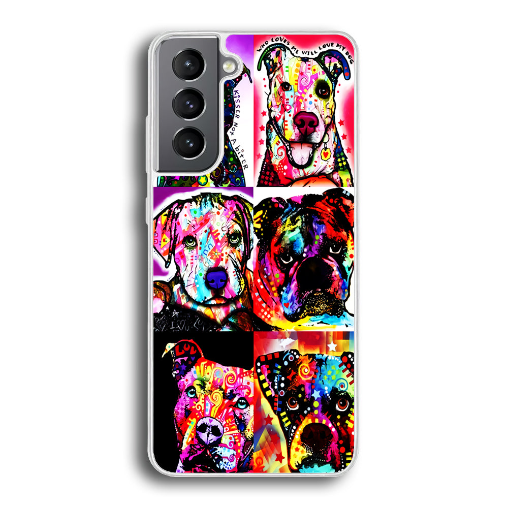 Dog Colorful Art Collage Samsung Galaxy S21 Plus Case-Phone Case-Rubber White (2D Case)-Altracase