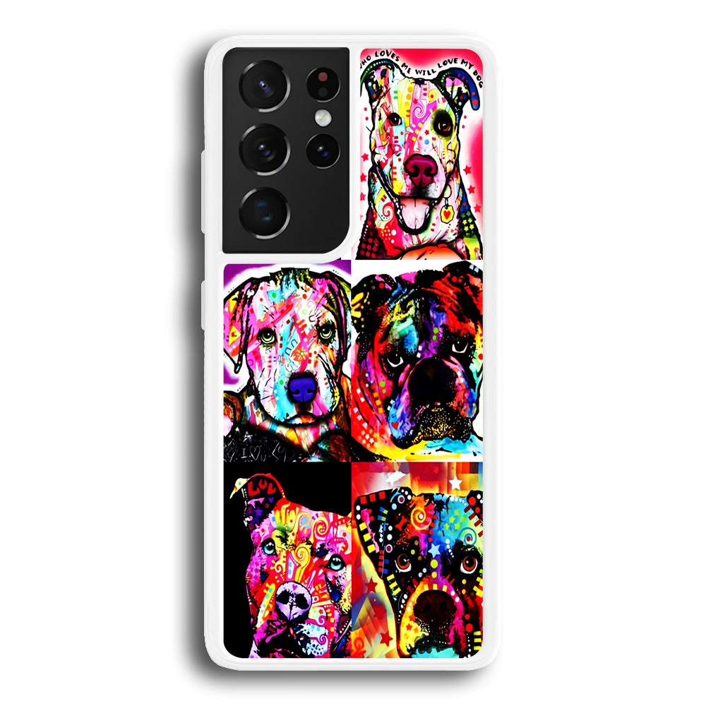 Dog Colorful Art Collage Samsung Galaxy S21 Ultra Case-Phone Case-Rubber White (2D Case)-Altracase