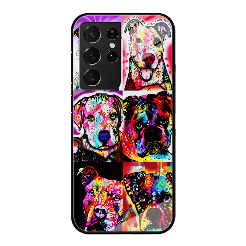 Dog Colorful Art Collage Samsung Galaxy S24 Ultra Case-Phone Case-Tempered Glass Case-Altracase
