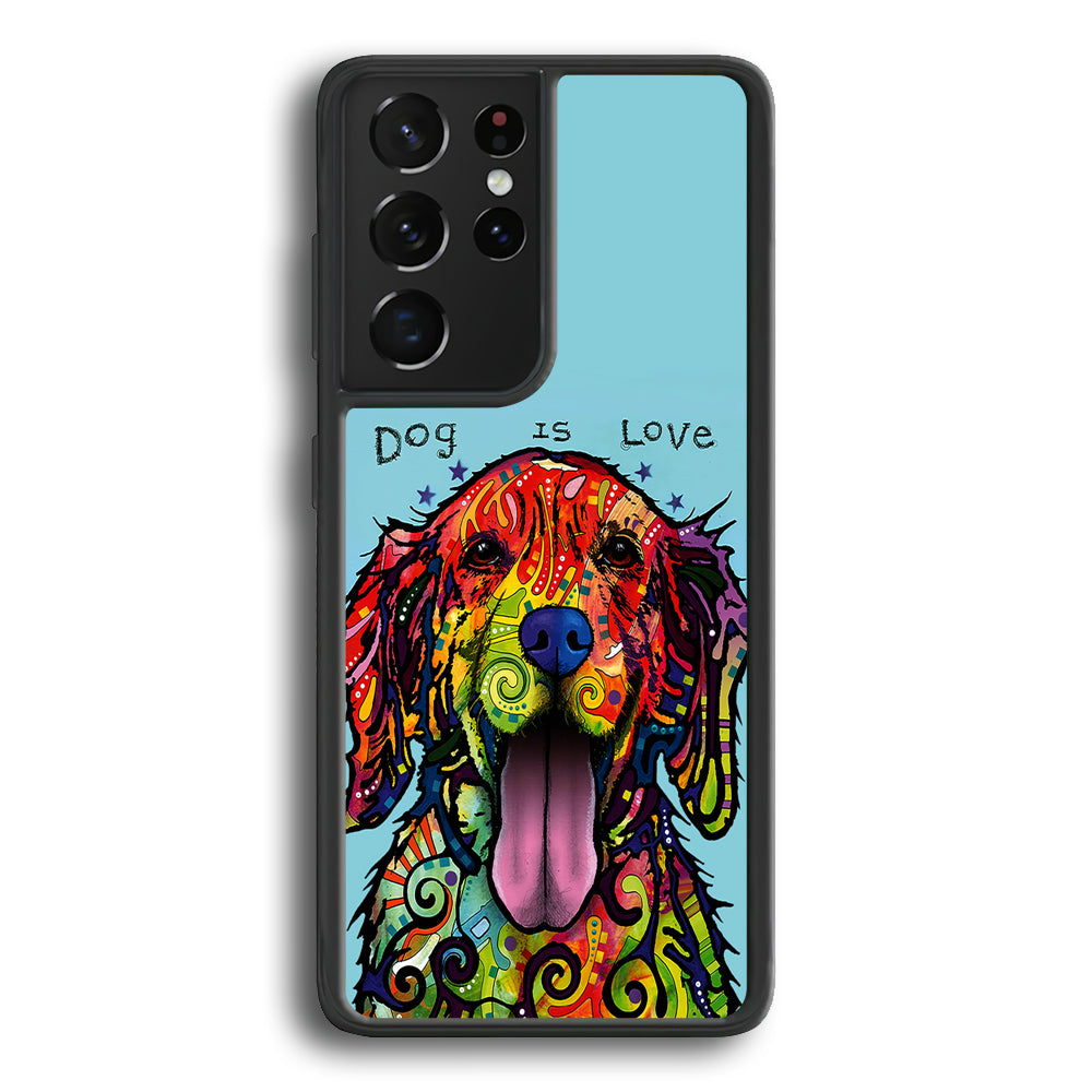 Dog is Love Painting Art Samsung Galaxy S21 Ultra Case-Phone Case-Rubber Black (2D Case)-Altracase