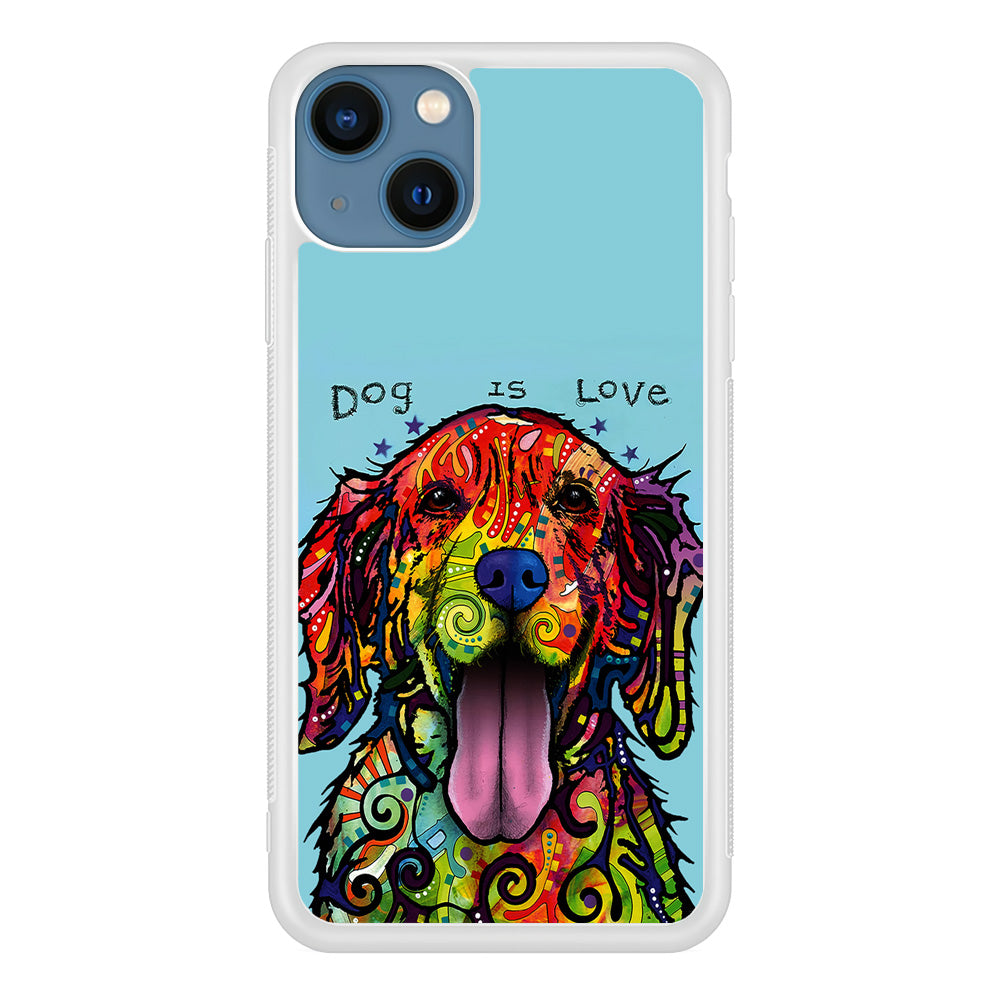 Dog is Love Painting Art iPhone 15 Plus Case-Phone Case-Rubber White (2D Case)-Altracase