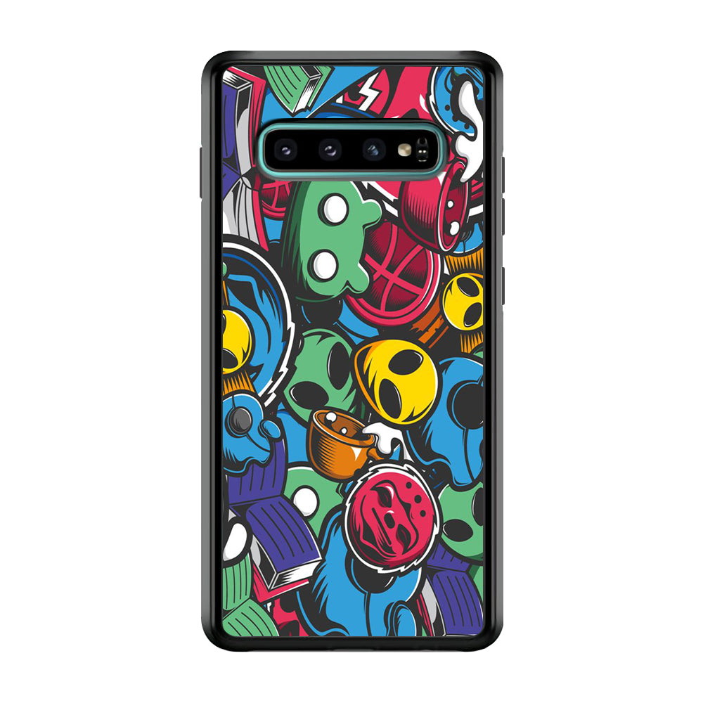 Doodle 001 Samsung Galaxy S10 Case-Phone Case-Rubber Black (2D Case)-Altracase