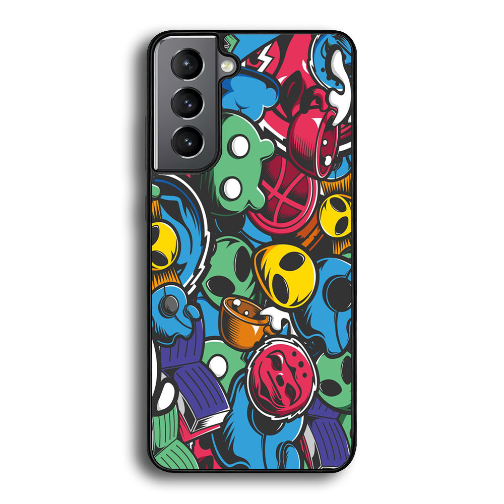 Doodle 001 Samsung Galaxy S21 Plus Case-Phone Case-Rubber Black (2D Case)-Altracase