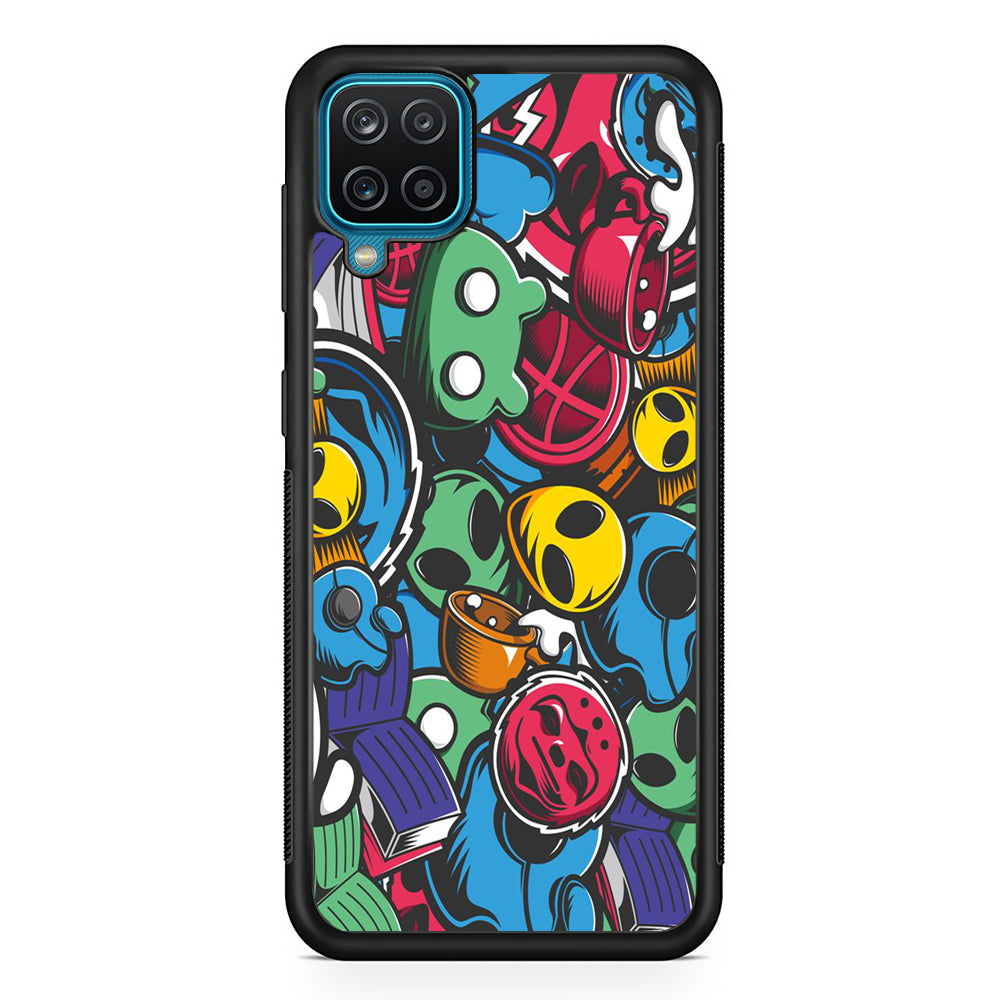 Doodle 001 Samsung Galaxy A12 Case-Phone Case-Rubber Black (2D Case)-Altracase