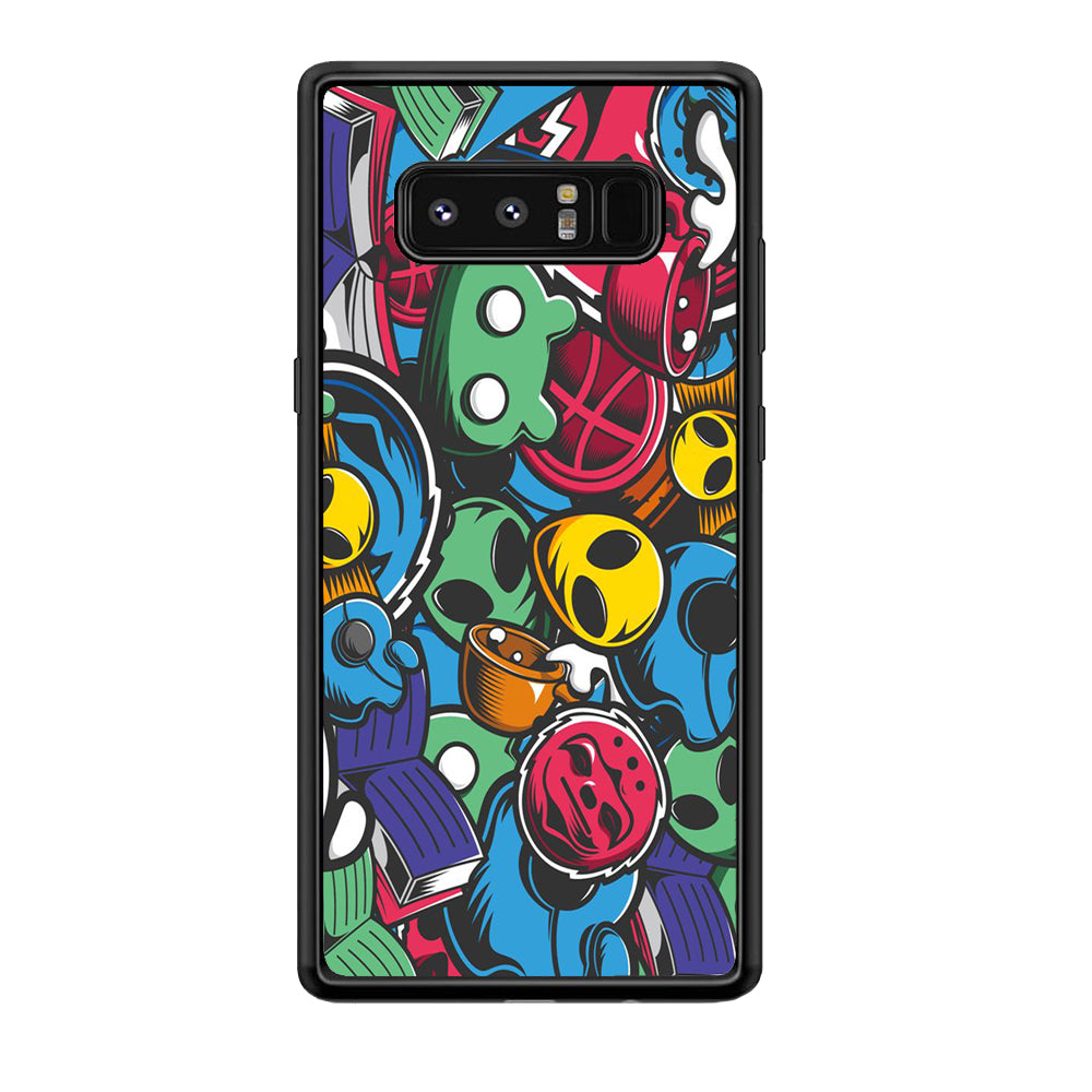 Doodle 001 Samsung Galaxy Note 8 Case-Phone Case-Rubber Black (2D Case)-Altracase
