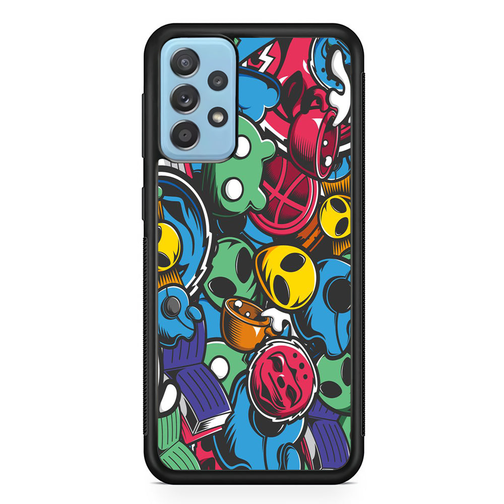 Doodle 001 Samsung Galaxy A52 Case-Phone Case-Rubber Black (2D Case)-Altracase