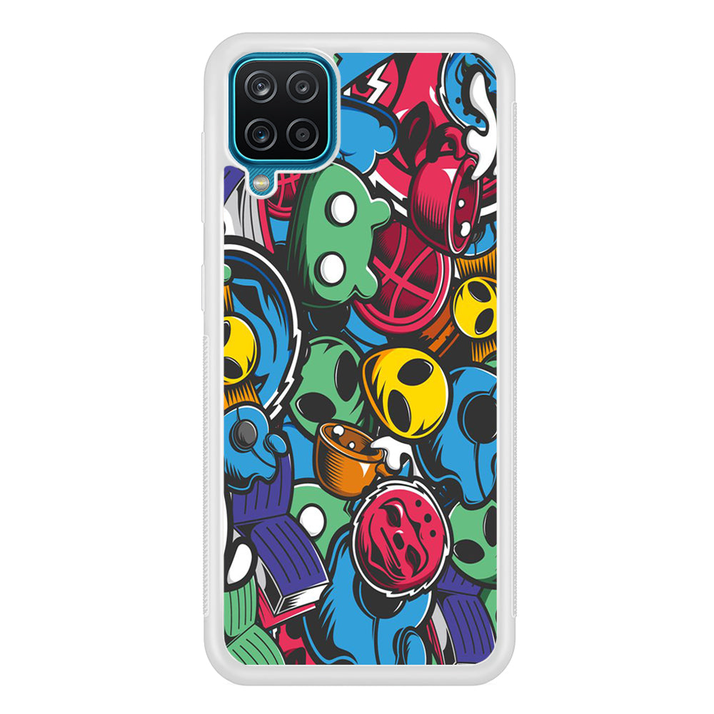 Doodle 001 Samsung Galaxy A12 Case-Phone Case-Rubber White (2D Case)-Altracase