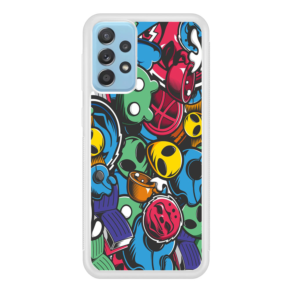 Doodle 001 Samsung Galaxy A52 Case-Phone Case-Rubber White (2D Case)-Altracase