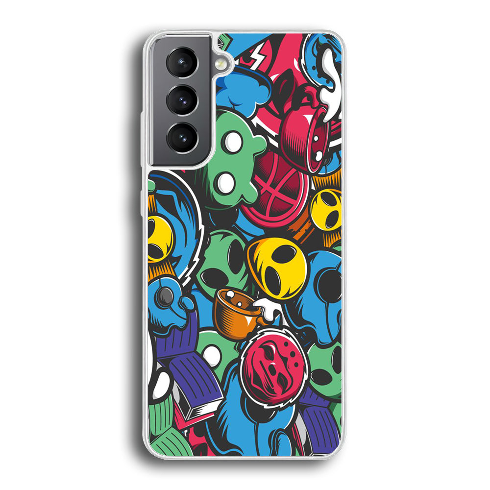 Doodle 001 Samsung Galaxy S21 Plus Case-Phone Case-Rubber White (2D Case)-Altracase