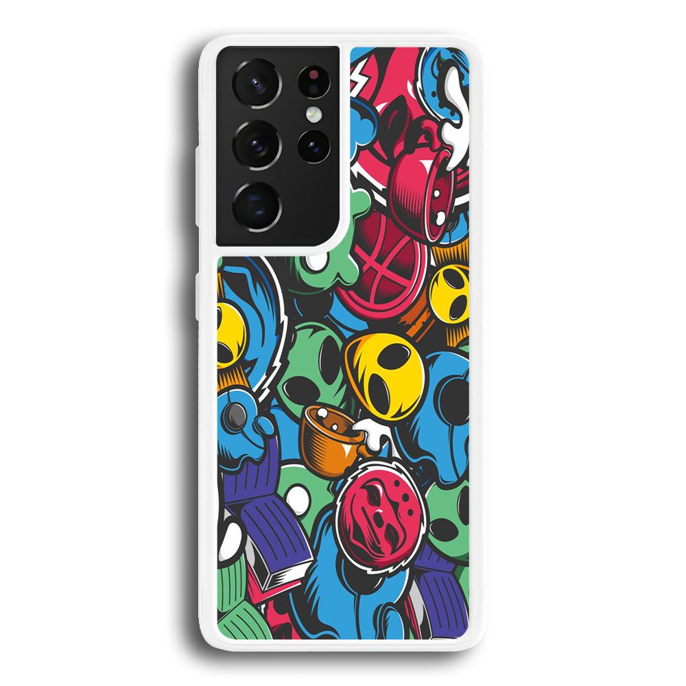 Doodle 001 Samsung Galaxy S21 Ultra Case-Phone Case-Rubber White (2D Case)-Altracase