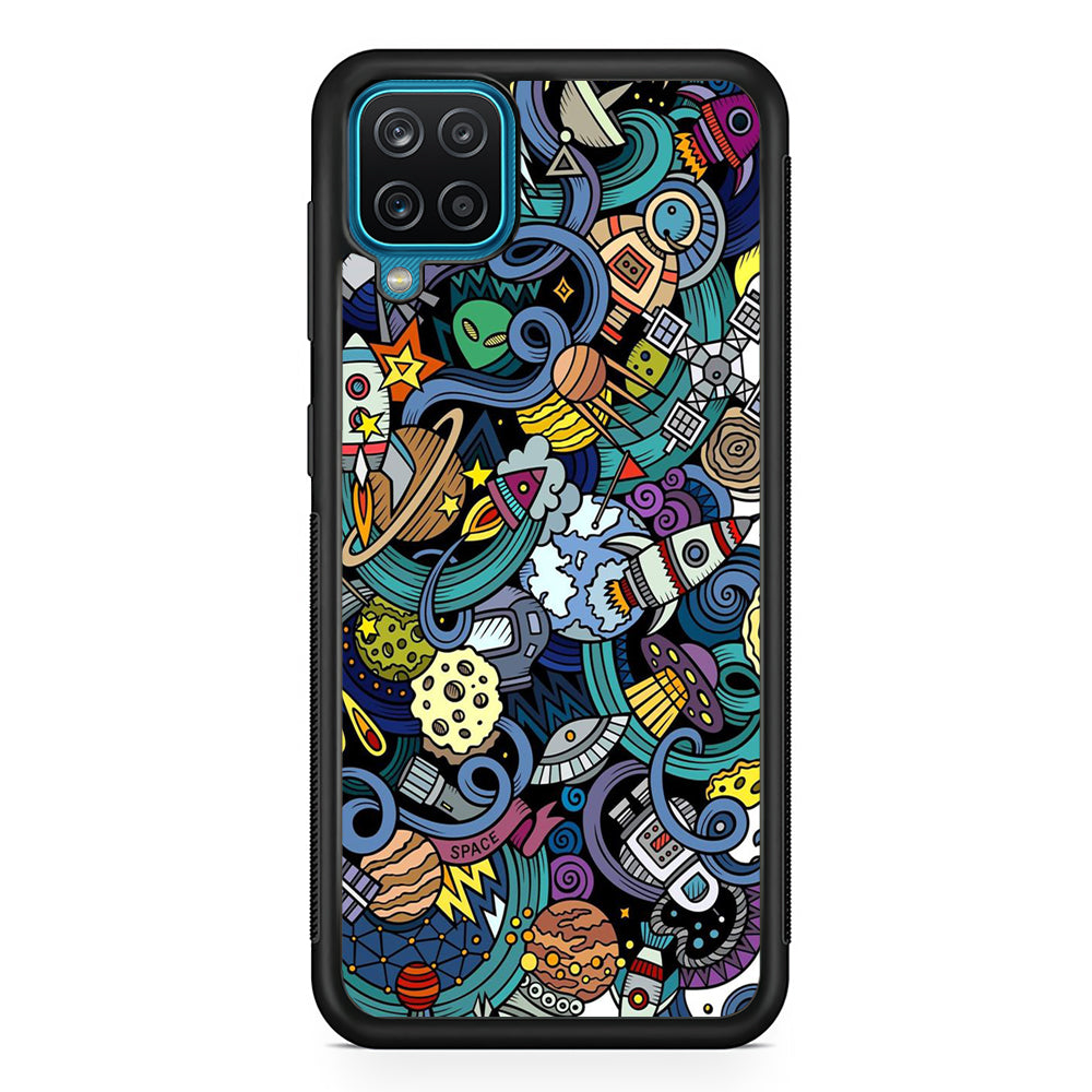 Doodle 002 Samsung Galaxy A12 Case-Phone Case-Rubber Black (2D Case)-Altracase