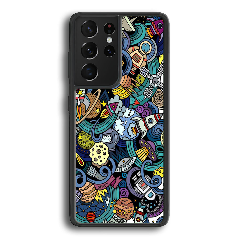 Doodle 002 Samsung Galaxy S21 Ultra Case-Phone Case-Rubber Black (2D Case)-Altracase