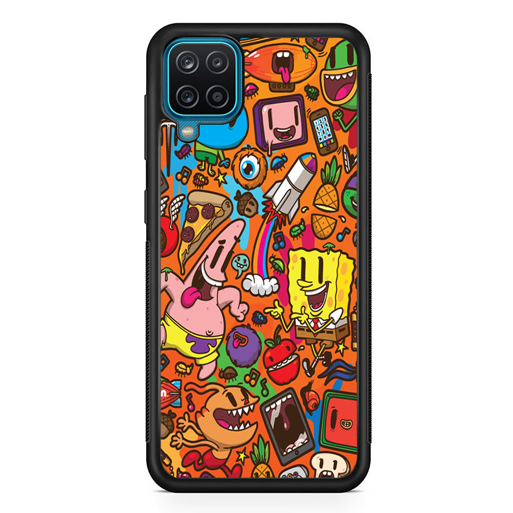 Doodle Art 005 Samsung Galaxy A12 Case-Phone Case-Rubber Black (2D Case)-Altracase