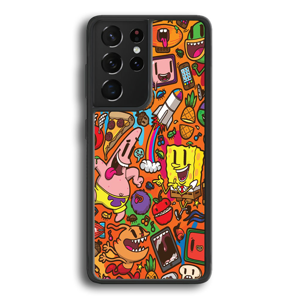 Doodle 005 Samsung Galaxy S21 Ultra Case-Phone Case-Rubber Black (2D Case)-Altracase