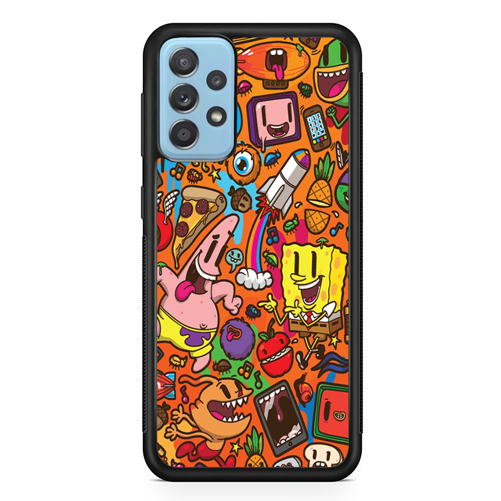 Doodle Art 005 Samsung Galaxy A52 Case-Phone Case-Rubber Black (2D Case)-Altracase
