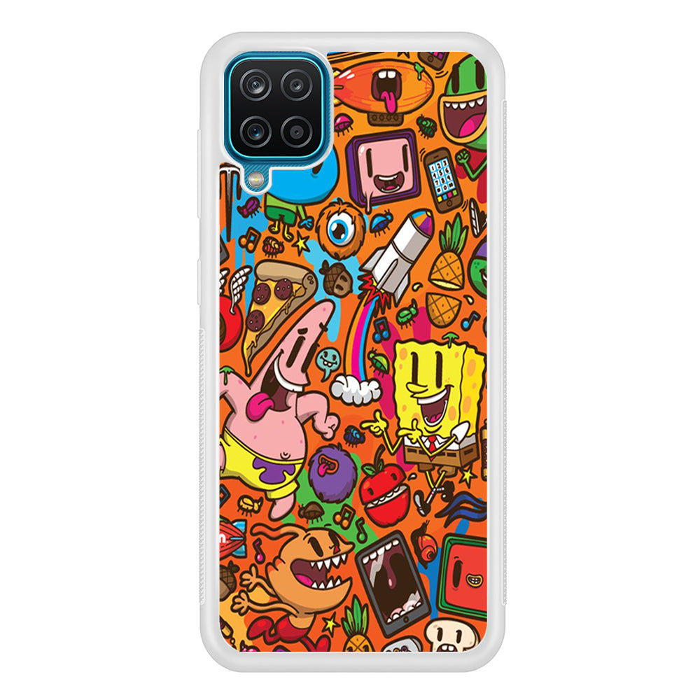 Doodle Art 005 Samsung Galaxy A12 Case-Phone Case-Rubber White (2D Case)-Altracase