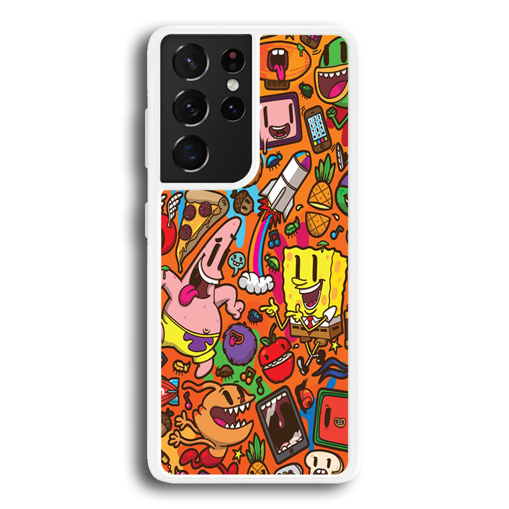 Doodle 005 Samsung Galaxy S21 Ultra Case-Phone Case-Rubber White (2D Case)-Altracase