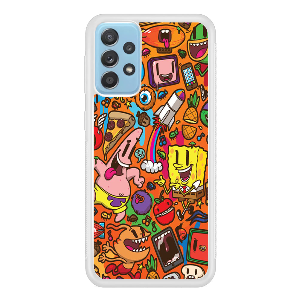 Doodle Art 005 Samsung Galaxy A52 Case-Phone Case-Rubber White (2D Case)-Altracase