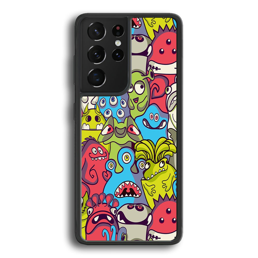 Doodle 006 Samsung Galaxy S21 Ultra Case-Phone Case-Rubber Black (2D Case)-Altracase