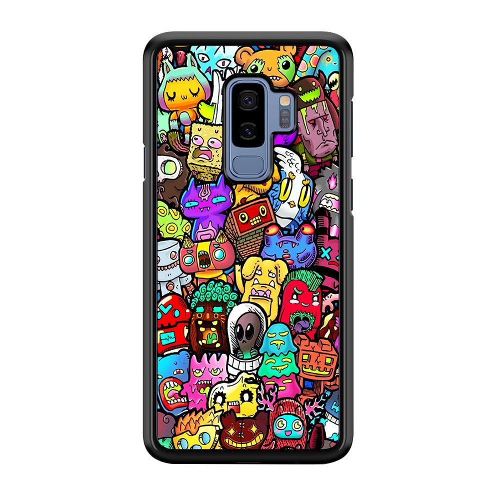 Doodle Cute Character Samsung Galaxy S9 Plus Case-Phone Case-Rubber Black (2D Case)-Altracase