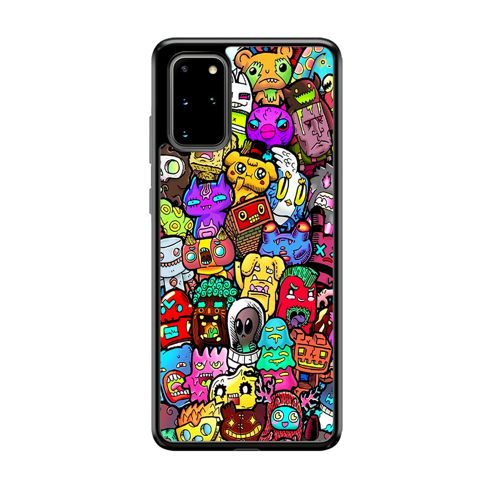 Doodle Cute Character Samsung Galaxy S20 Plus Case-Phone Case-Rubber Black (2D Case)-Altracase