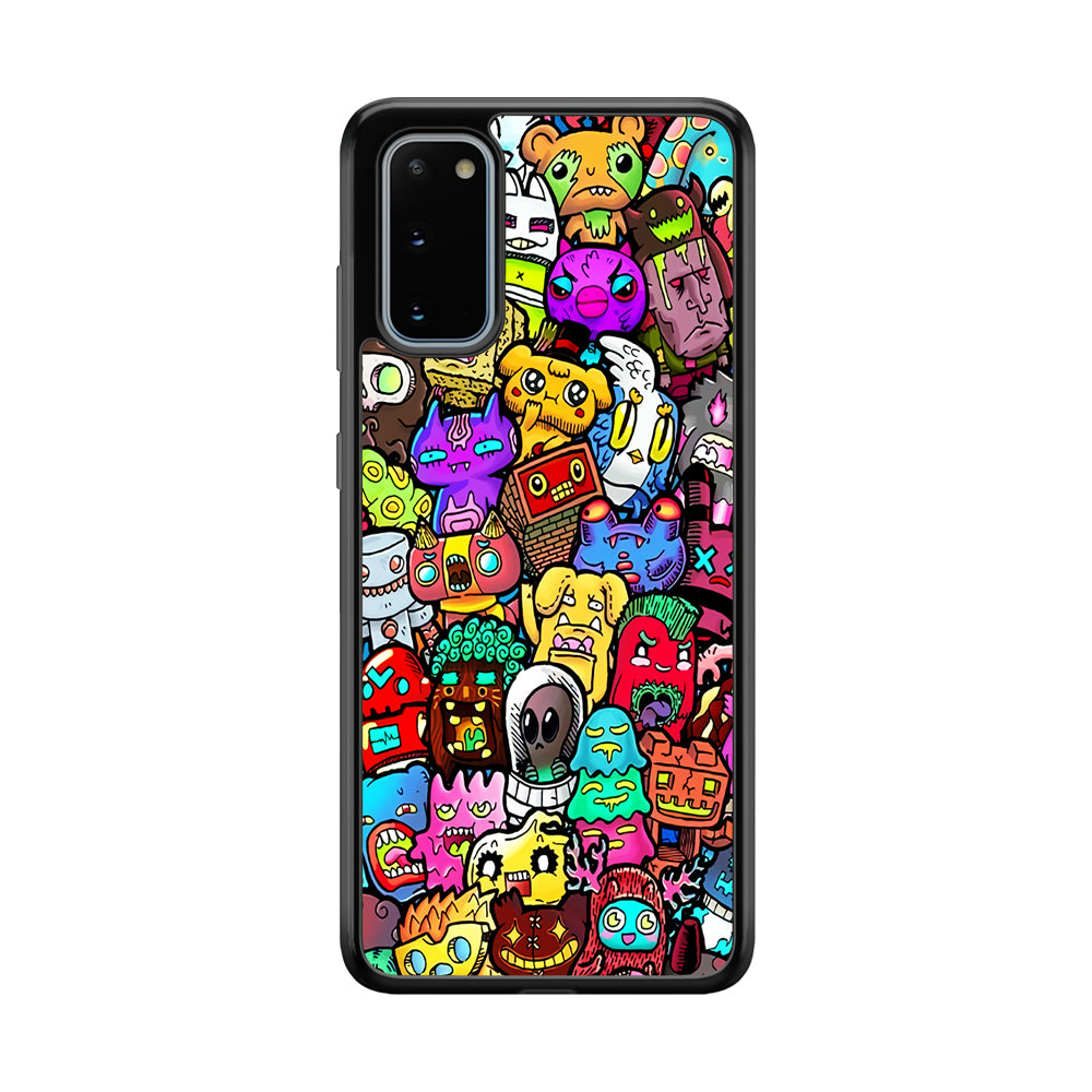 Doodle Cute Character Samsung Galaxy S20 Case-Phone Case-Rubber Black (2D Case)-Altracase