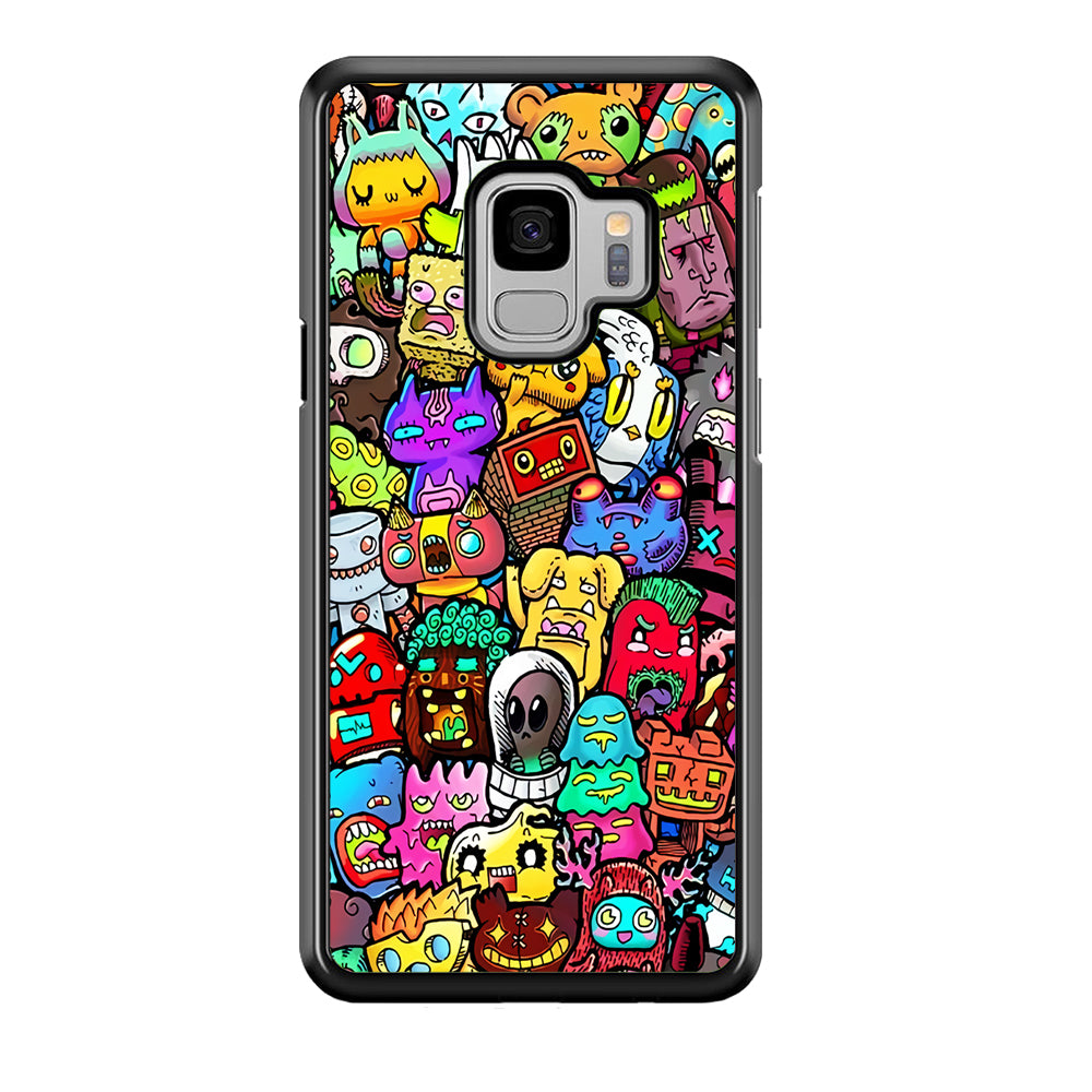 Doodle Cute Character Samsung Galaxy S9 Case-Phone Case-Rubber Black (2D Case)-Altracase