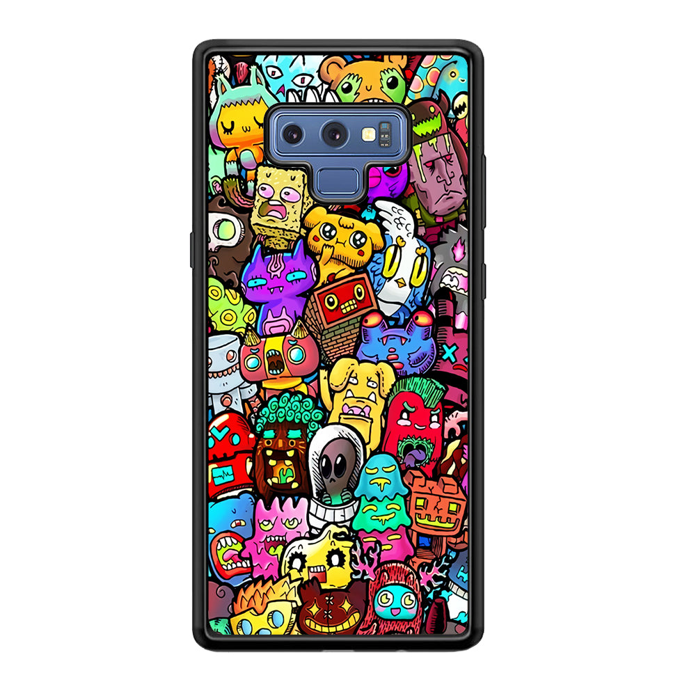 Doodle Cute Character Samsung Galaxy Note 9 Case-Phone Case-Rubber Black (2D Case)-Altracase