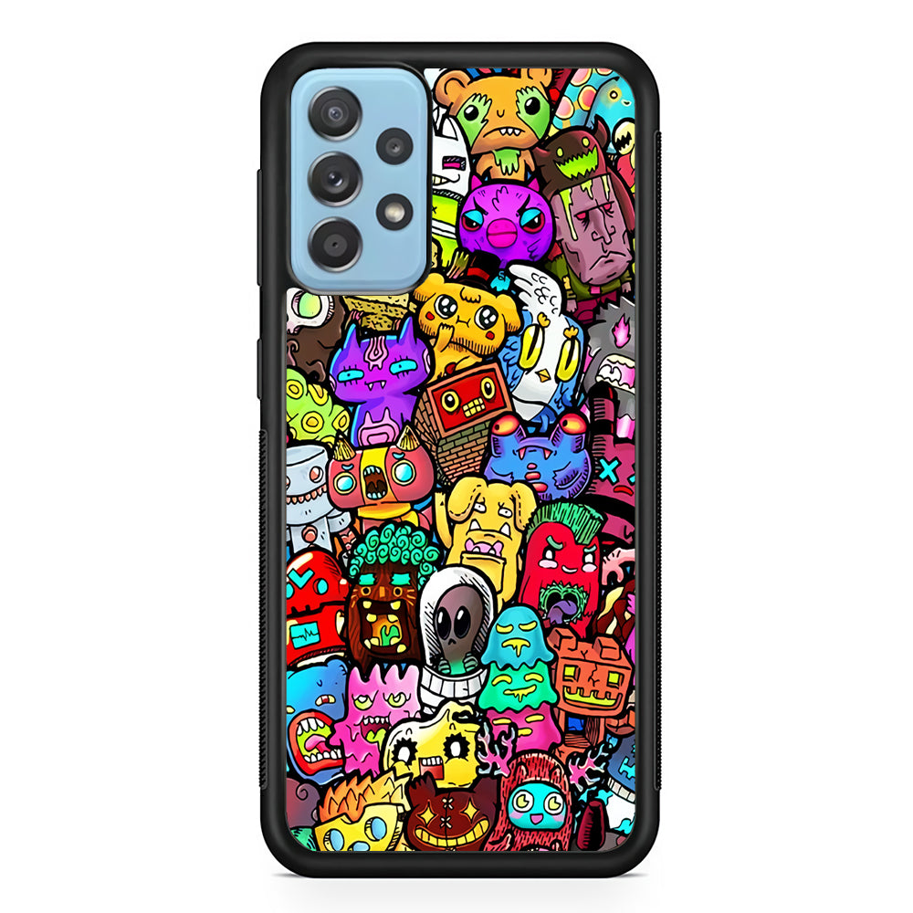 Doodle Cute Character Samsung Galaxy A52 Case-Phone Case-Rubber Black (2D Case)-Altracase