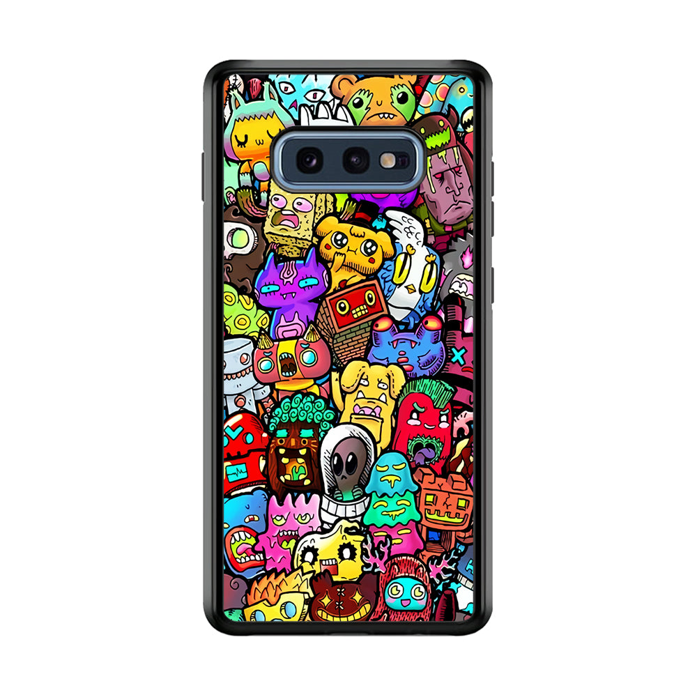 Doodle Cute Character Samsung Galaxy S10E Case-Phone Case-Rubber Black (2D Case)-Altracase