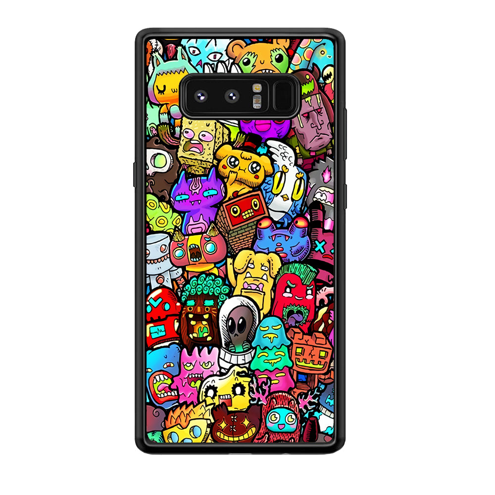 Doodle Cute Character Samsung Galaxy Note 8 Case-Phone Case-Rubber Black (2D Case)-Altracase