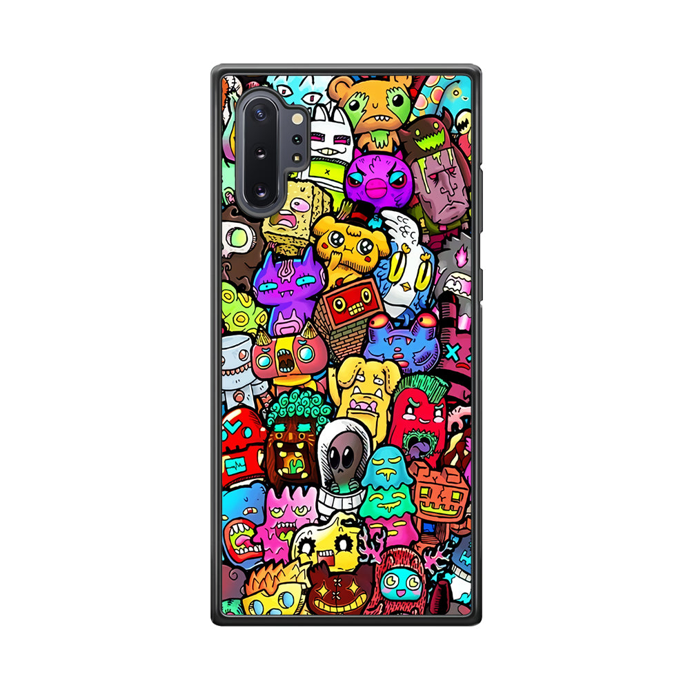 Doodle Cute Character Samsung Galaxy Note 10 Plus Case-Phone Case-Rubber Black (2D Case)-Altracase